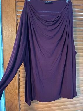 Lane Bryant Draped Long Sleeve Blouse in Deep Plum